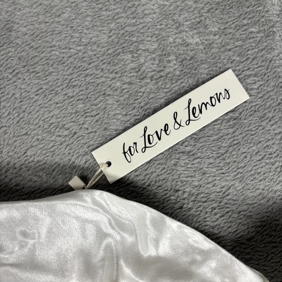 NWT For Love & Lemons Hazel White Satin Mini Dress With Gloves Size XS - Picture 3 of 12